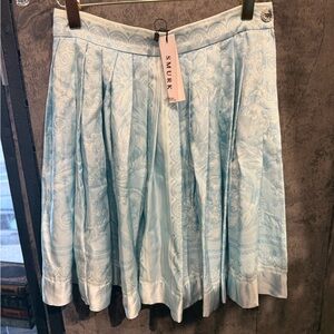 Versace silk Light Blue Pleated Floral Jacquard Skirt